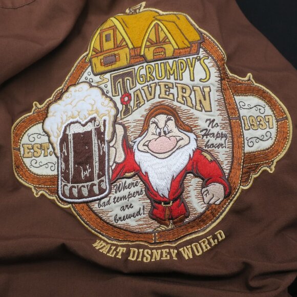 Vintage Disney Resorts Grumpy's Tavern Embroidered Button Bowling Shirt Men's XL - Picture 7 of 9